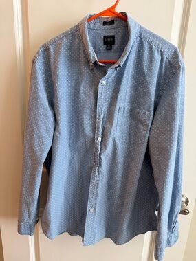 J. Crew Men’s Light Blue Micro Dot Button-Down Shirt Slim Size XL